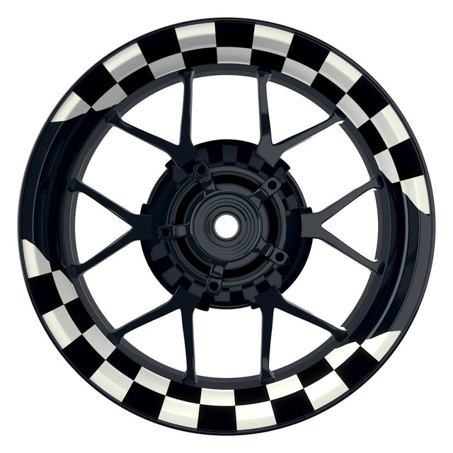 Felgenaufkleber Racingflag schwarz Wheelsticker Premium geteilt weiss