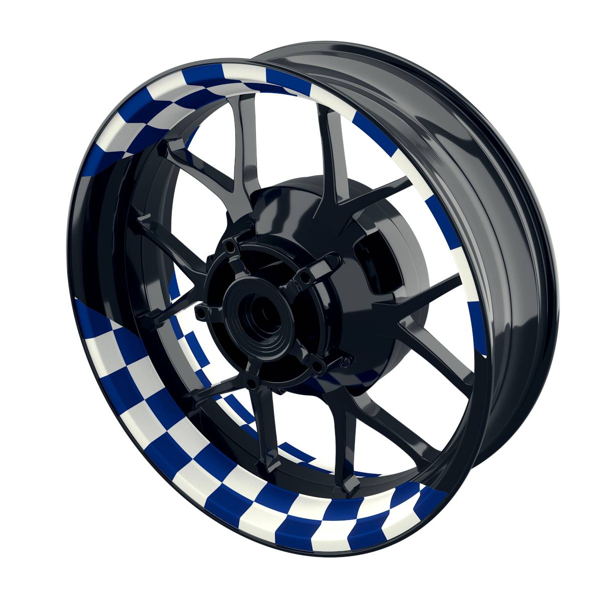 Felgenaufkleber Racingflag weiss Wheelsticker Premium geteilt blau