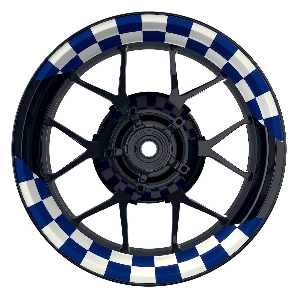 Felgenaufkleber Racingflag weiss Wheelsticker Premium geteilt blau