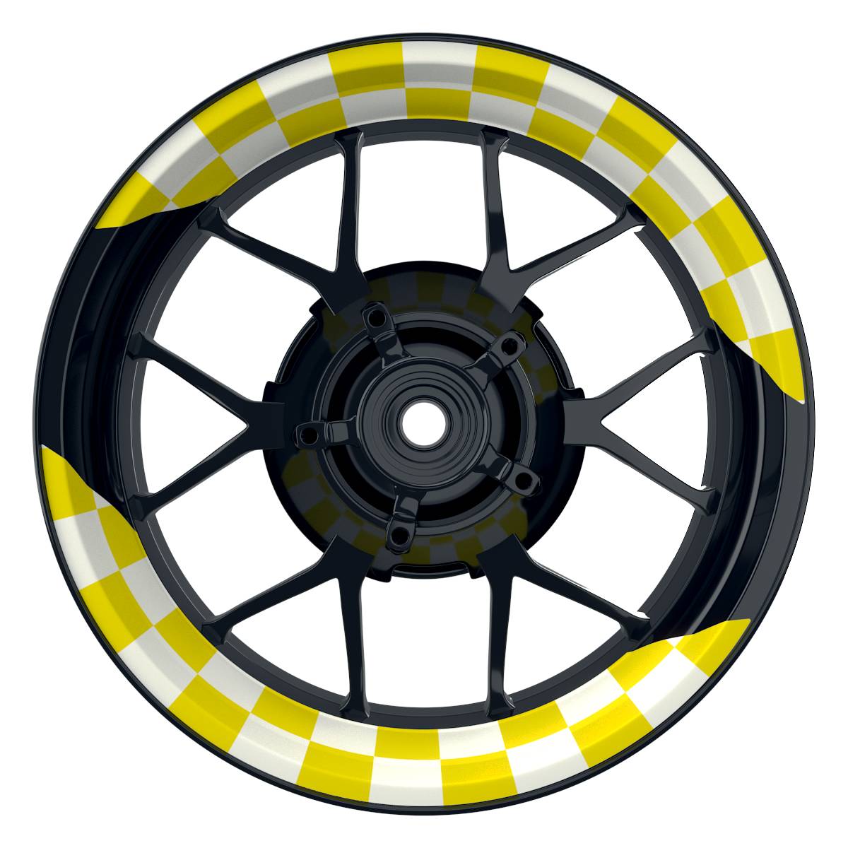 Felgenaufkleber Racingflag weiss Wheelsticker Premium geteilt gelb