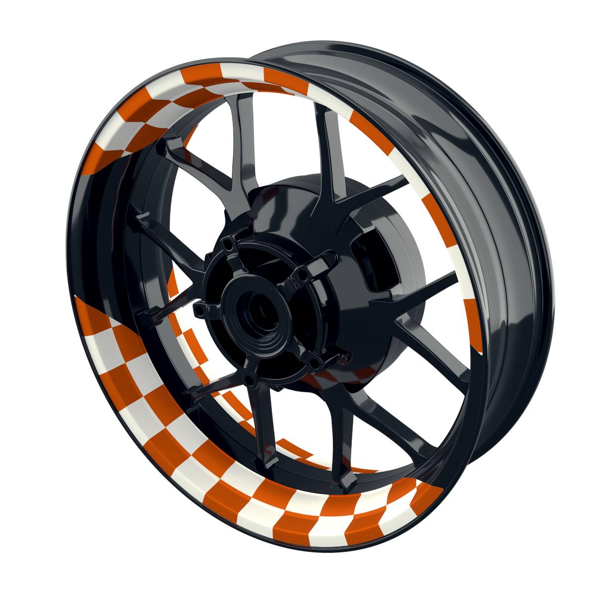 Felgenaufkleber Racingflag weiss Wheelsticker Premium geteilt orange