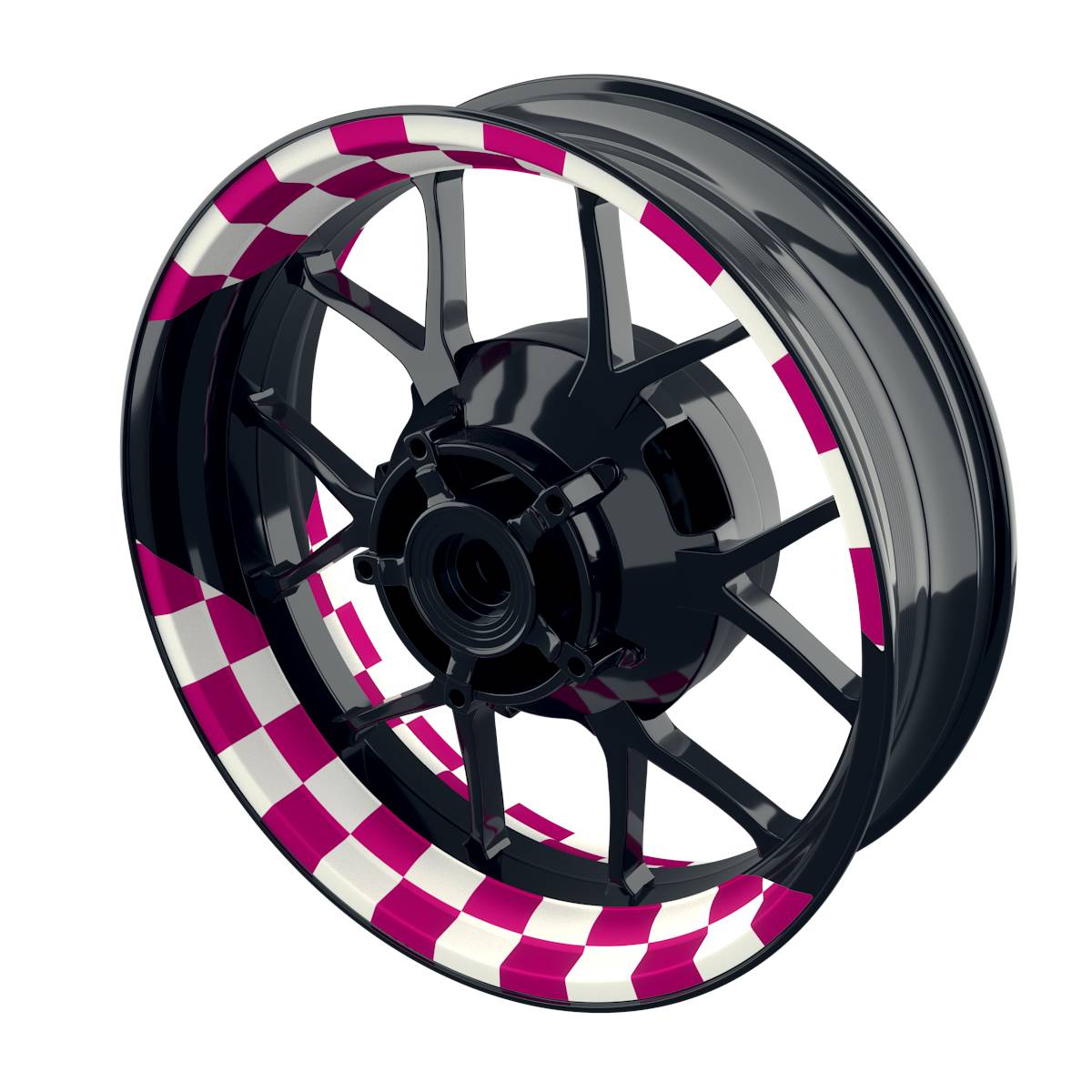 Felgenaufkleber Racingflag weiss Wheelsticker Premium geteilt pink