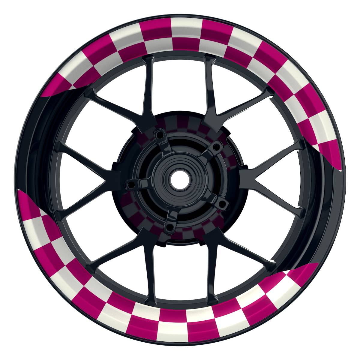 Felgenaufkleber Racingflag weiss Wheelsticker Premium geteilt pink