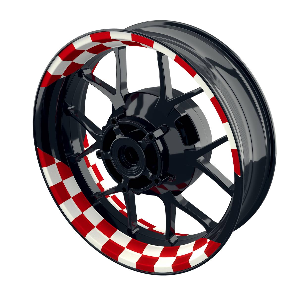 Felgenaufkleber Racingflag weiss Wheelsticker Premium geteilt rot