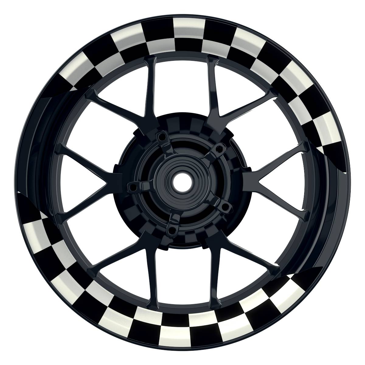 Felgenaufkleber Racingflag weiss Wheelsticker Premium geteilt schwarz