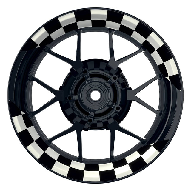Felgenaufkleber Racingflag weiss Wheelsticker Premium geteilt schwarz