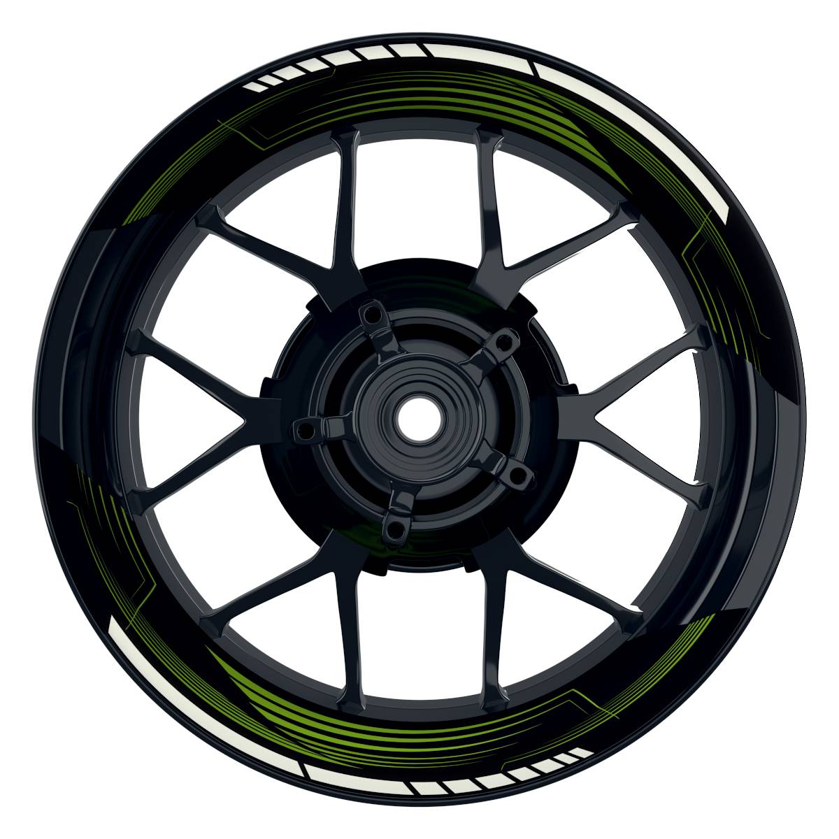 Felgenaufkleber SAW schwarz Wheelsticker Premium geteilt grün