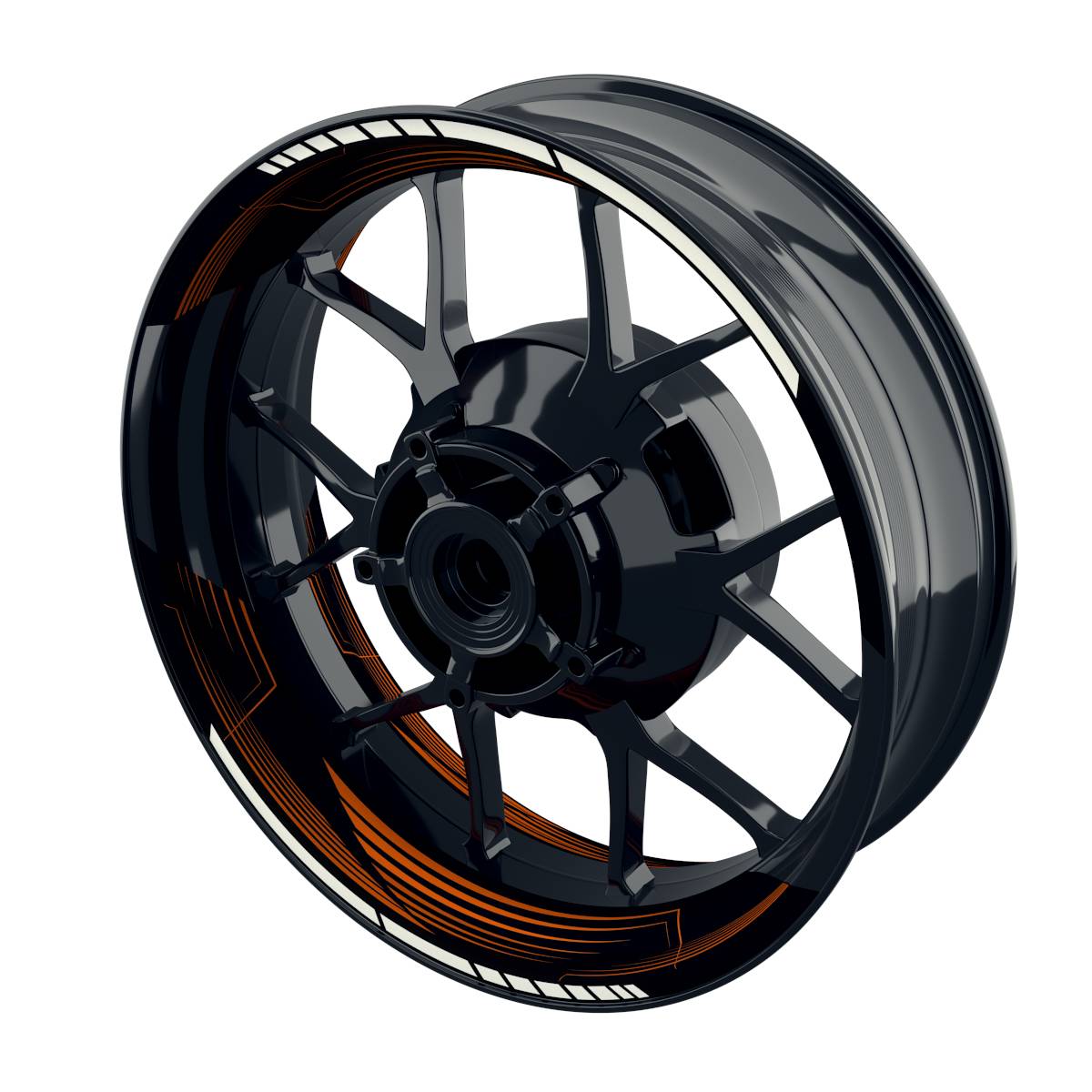 Felgenaufkleber SAW schwarz Wheelsticker Premium geteilt orange