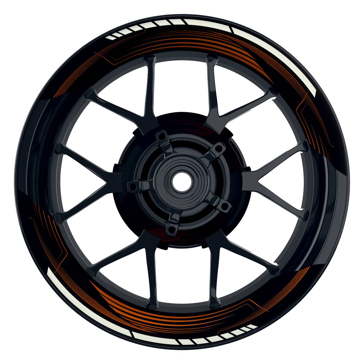 Felgenaufkleber SAW schwarz Wheelsticker Premium geteilt orange