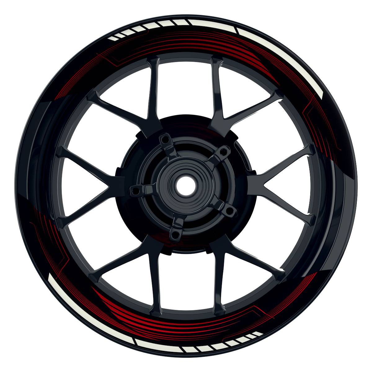 Felgenaufkleber SAW schwarz Wheelsticker Premium geteilt rot