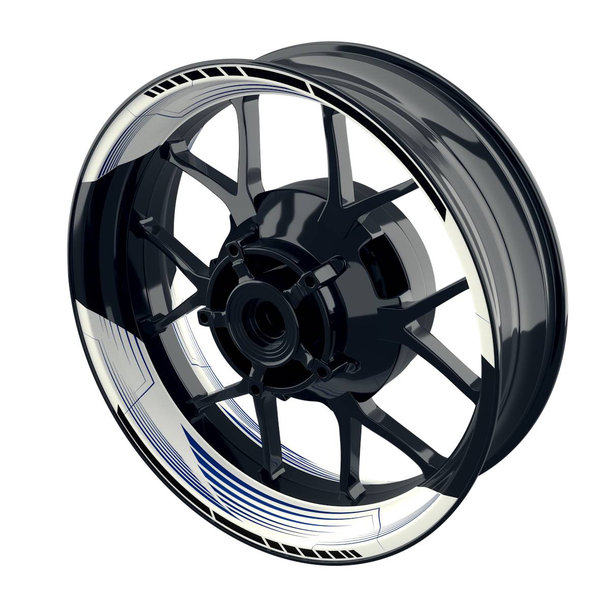 Felgenaufkleber SAW weiss Wheelsticker Premium geteilt blau