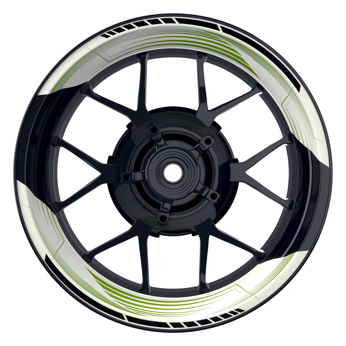 Felgenaufkleber SAW weiss Wheelsticker Premium geteilt grün