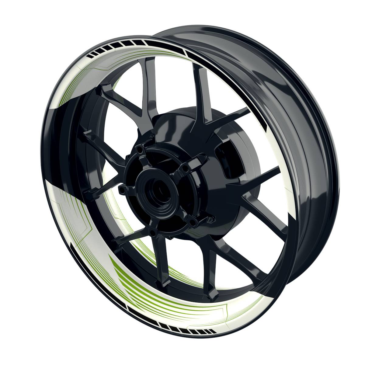 Felgenaufkleber SAW weiss Wheelsticker Premium geteilt grün