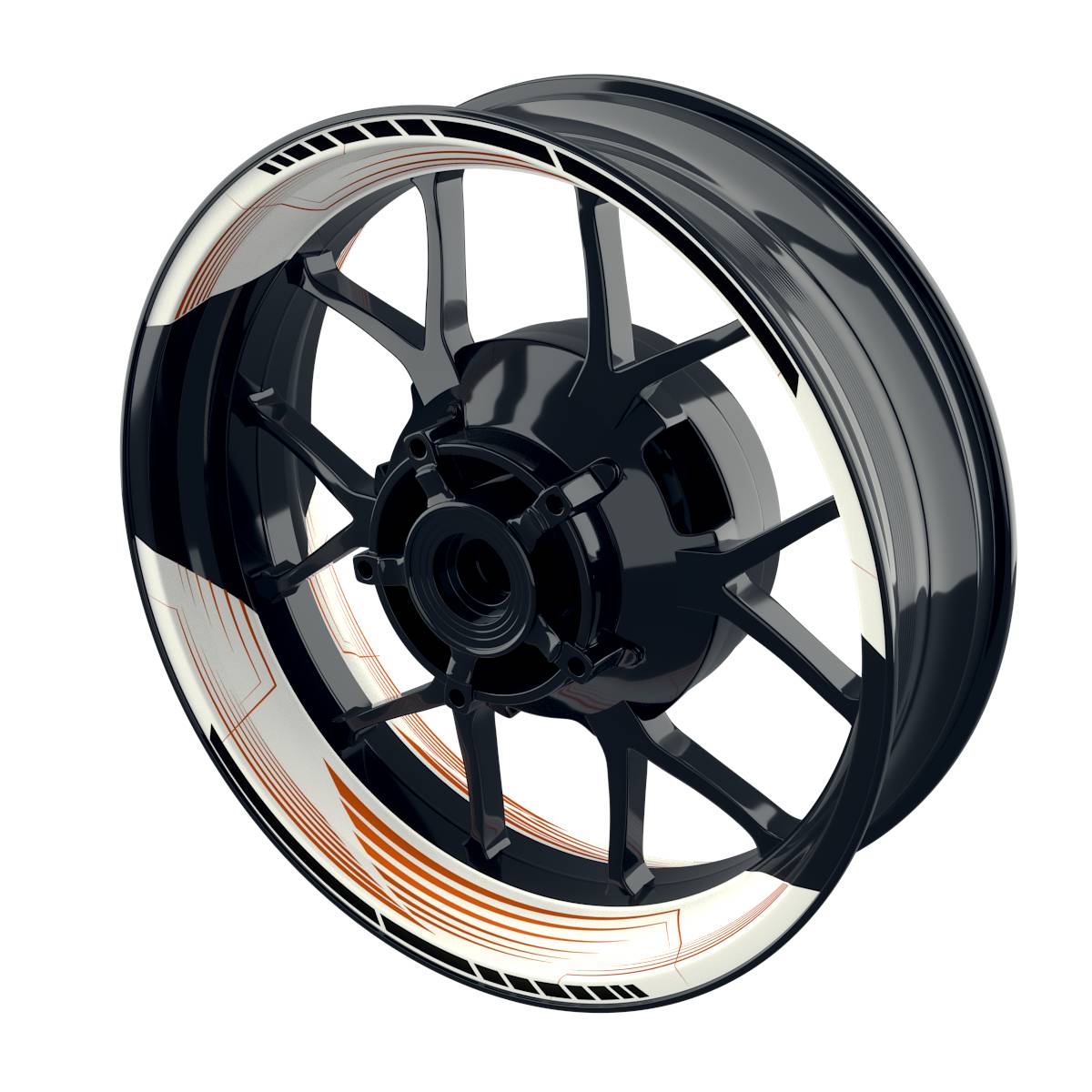 Felgenaufkleber SAW weiss Wheelsticker Premium geteilt orange