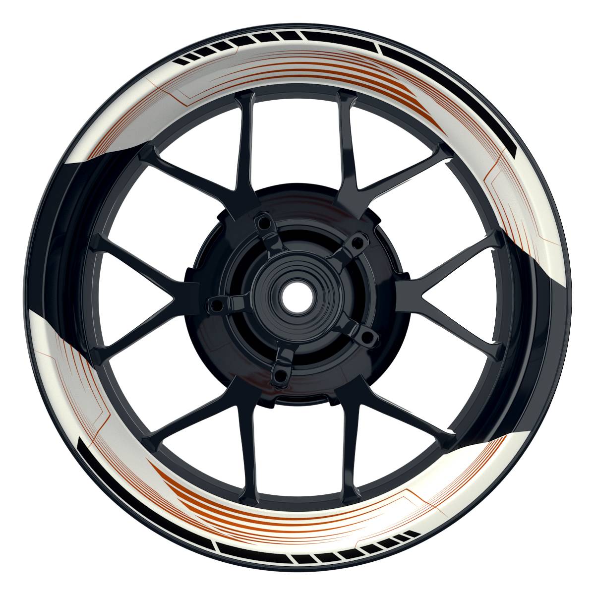 Felgenaufkleber SAW weiss Wheelsticker Premium geteilt orange