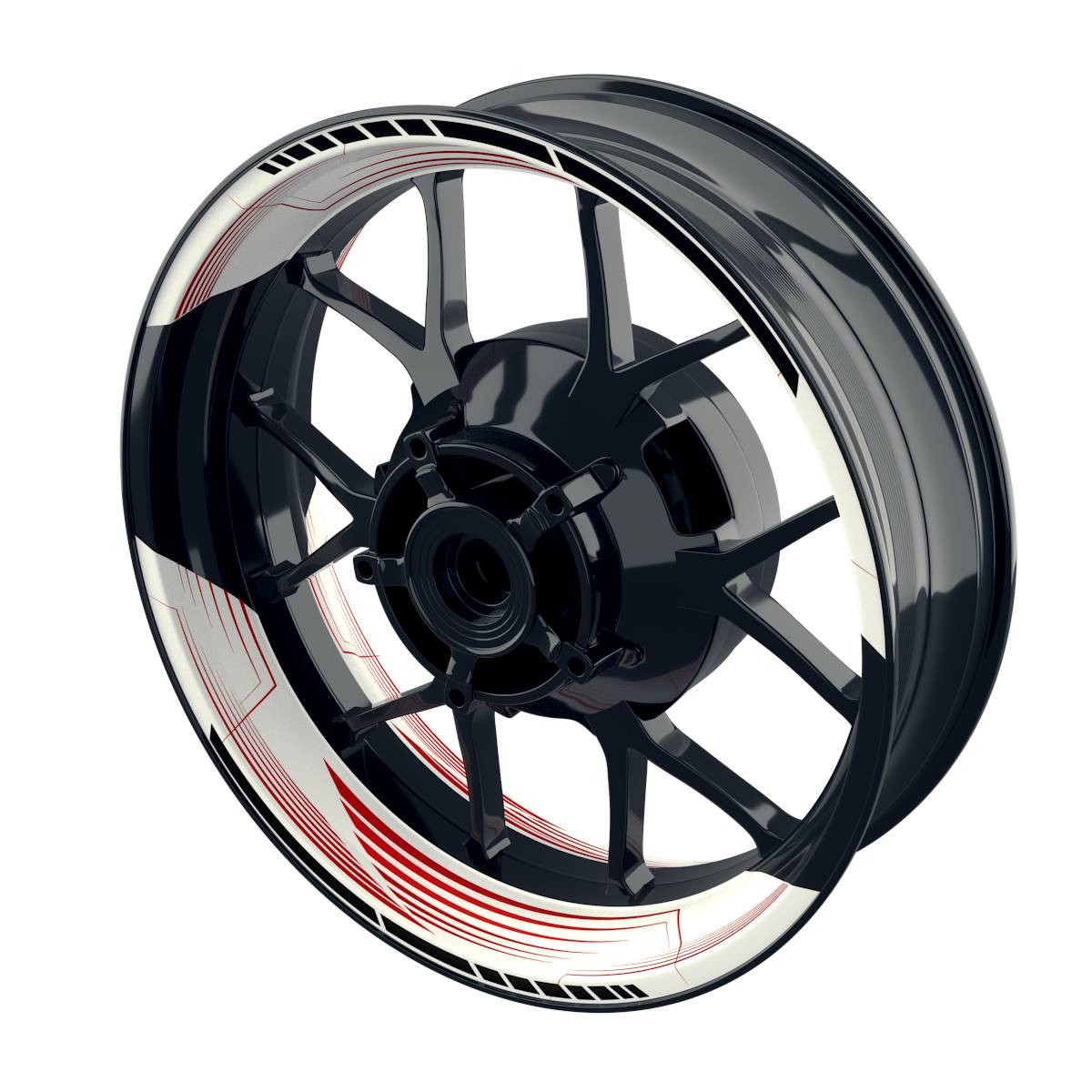 Felgenaufkleber SAW weiss Wheelsticker Premium geteilt rot