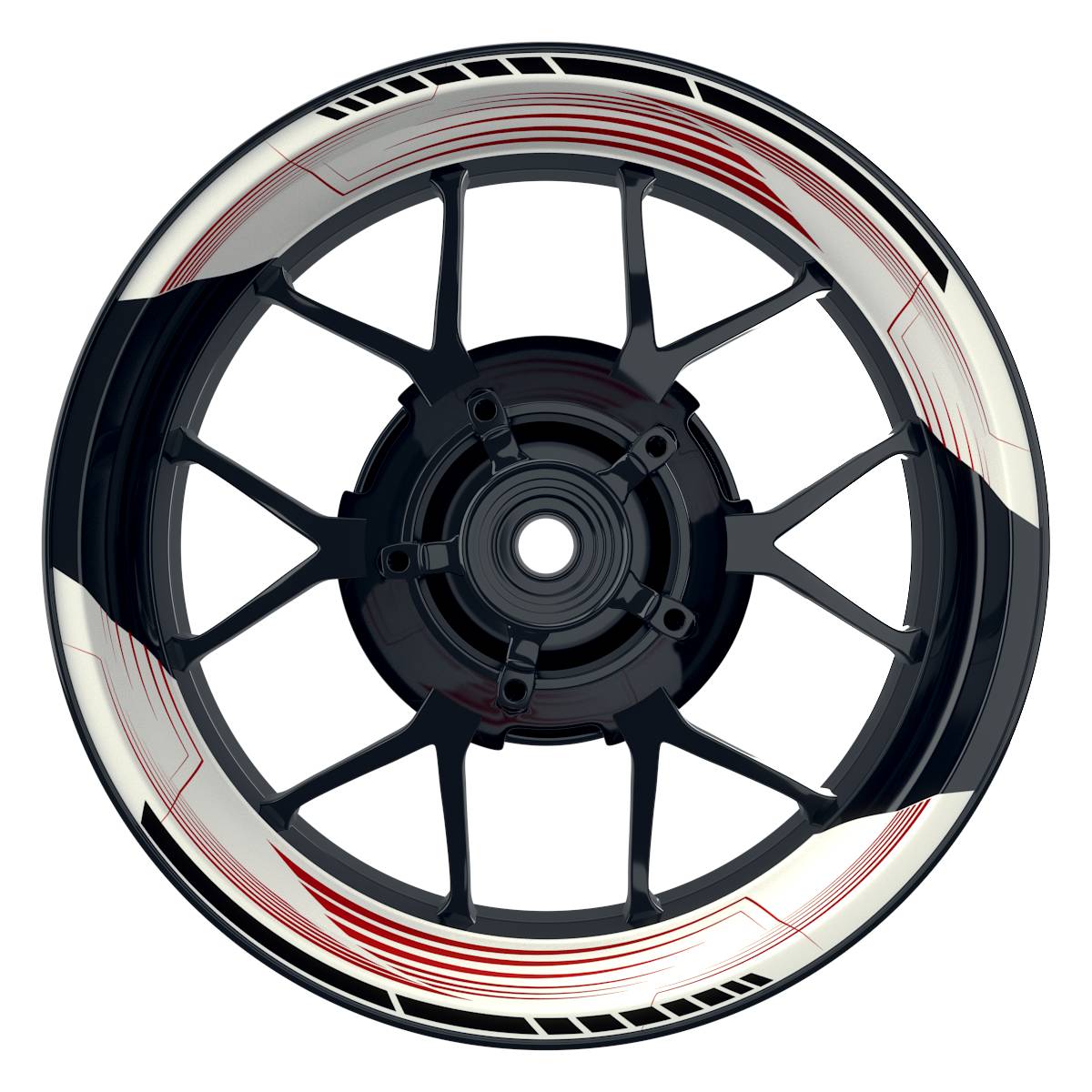 Felgenaufkleber SAW weiss Wheelsticker Premium geteilt rot