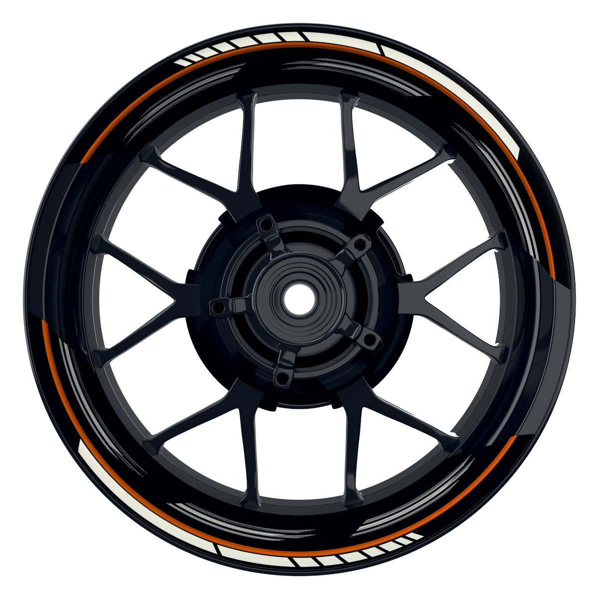 Felgenaufkleber Scratched schwarz Wheelsticker Premium geteilt orange