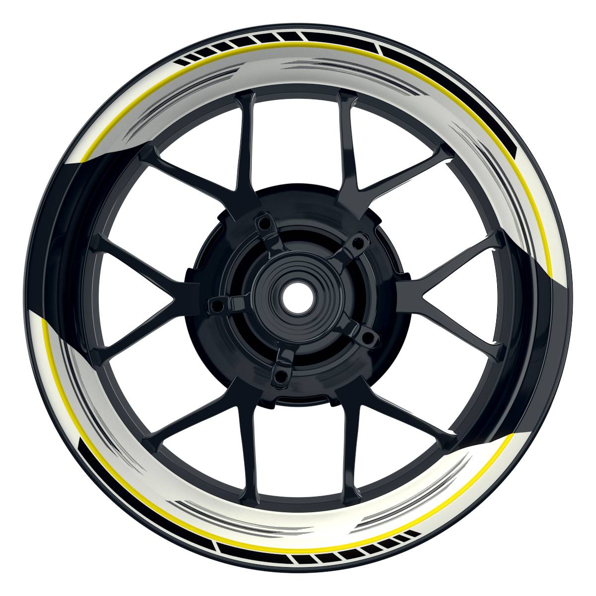 Felgenaufkleber Scratched weiss Wheelsticker Premium geteilt gelb
