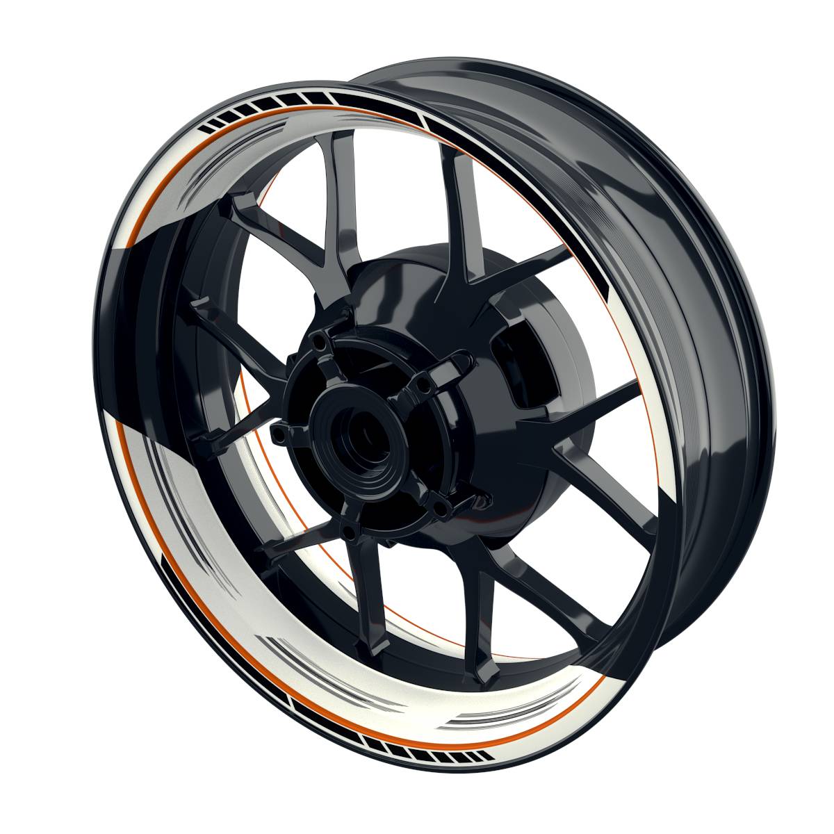 Felgenaufkleber Scratched weiss Wheelsticker Premium geteilt orange