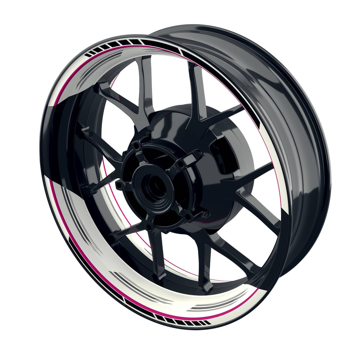 Felgenaufkleber Scratched weiss Wheelsticker Premium geteilt pink