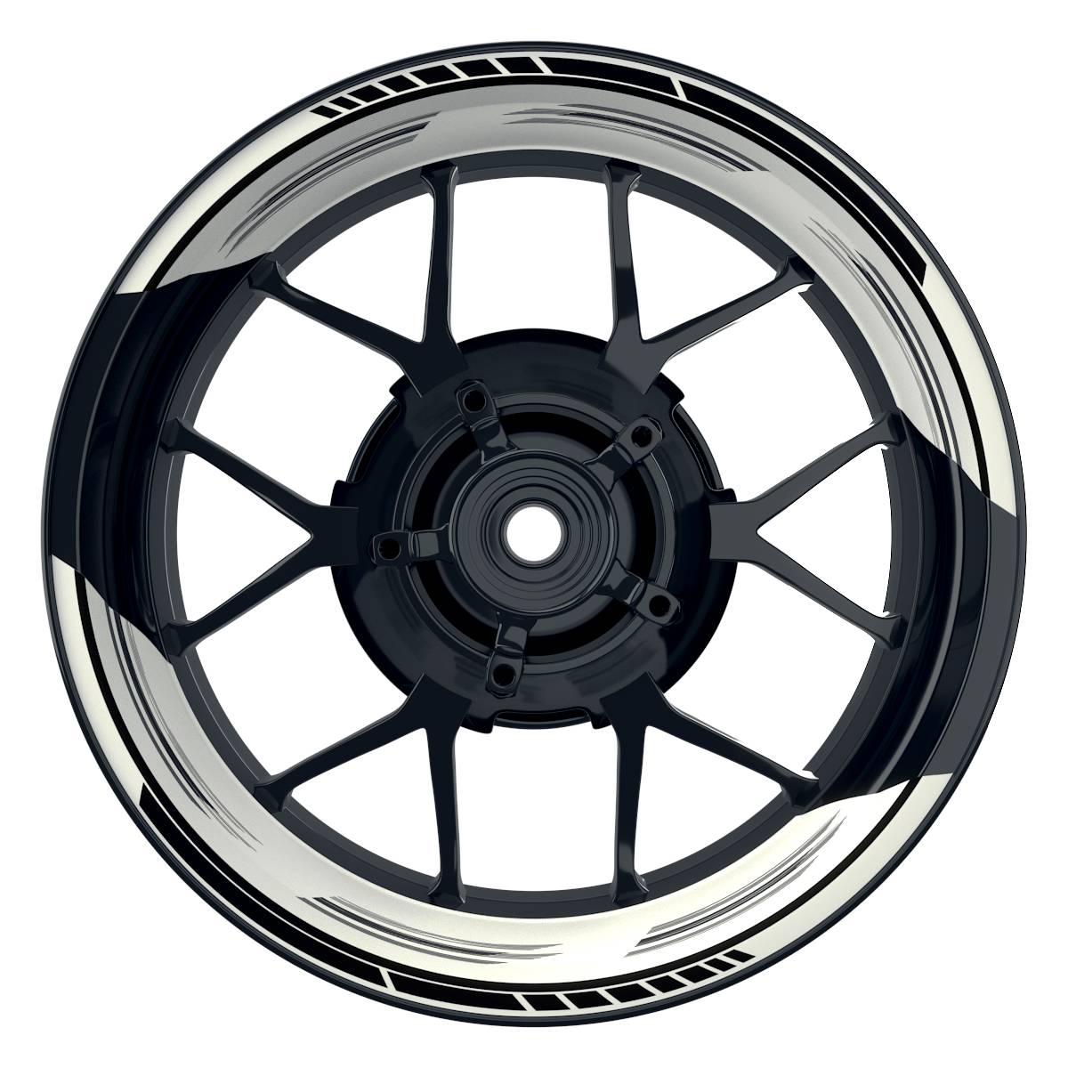 Felgenaufkleber Scratched weiss Wheelsticker Premium geteilt schwarz