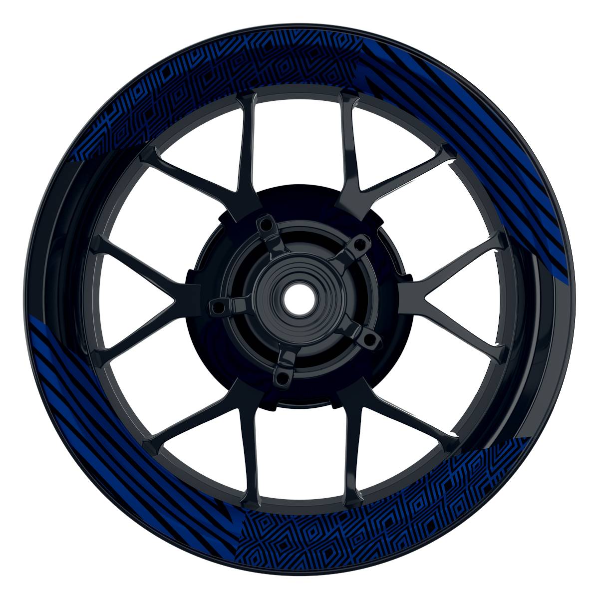 Felgenaufkleber Trouble schwarz Wheelsticker Premium geteilt blau