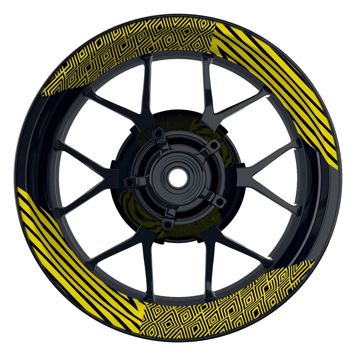 Felgenaufkleber Trouble schwarz Wheelsticker Premium geteilt gelb