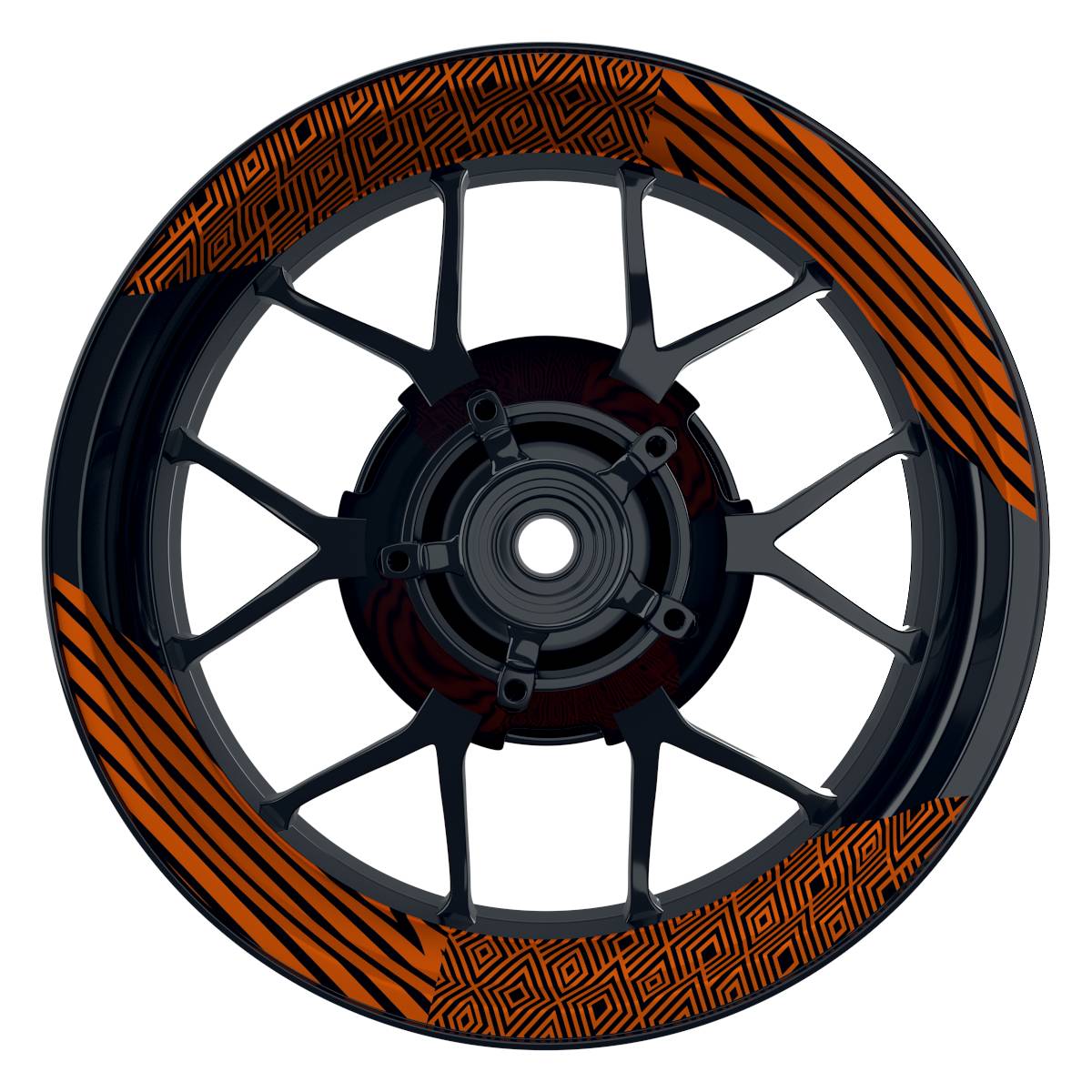 Felgenaufkleber Trouble schwarz Wheelsticker Premium geteilt orange