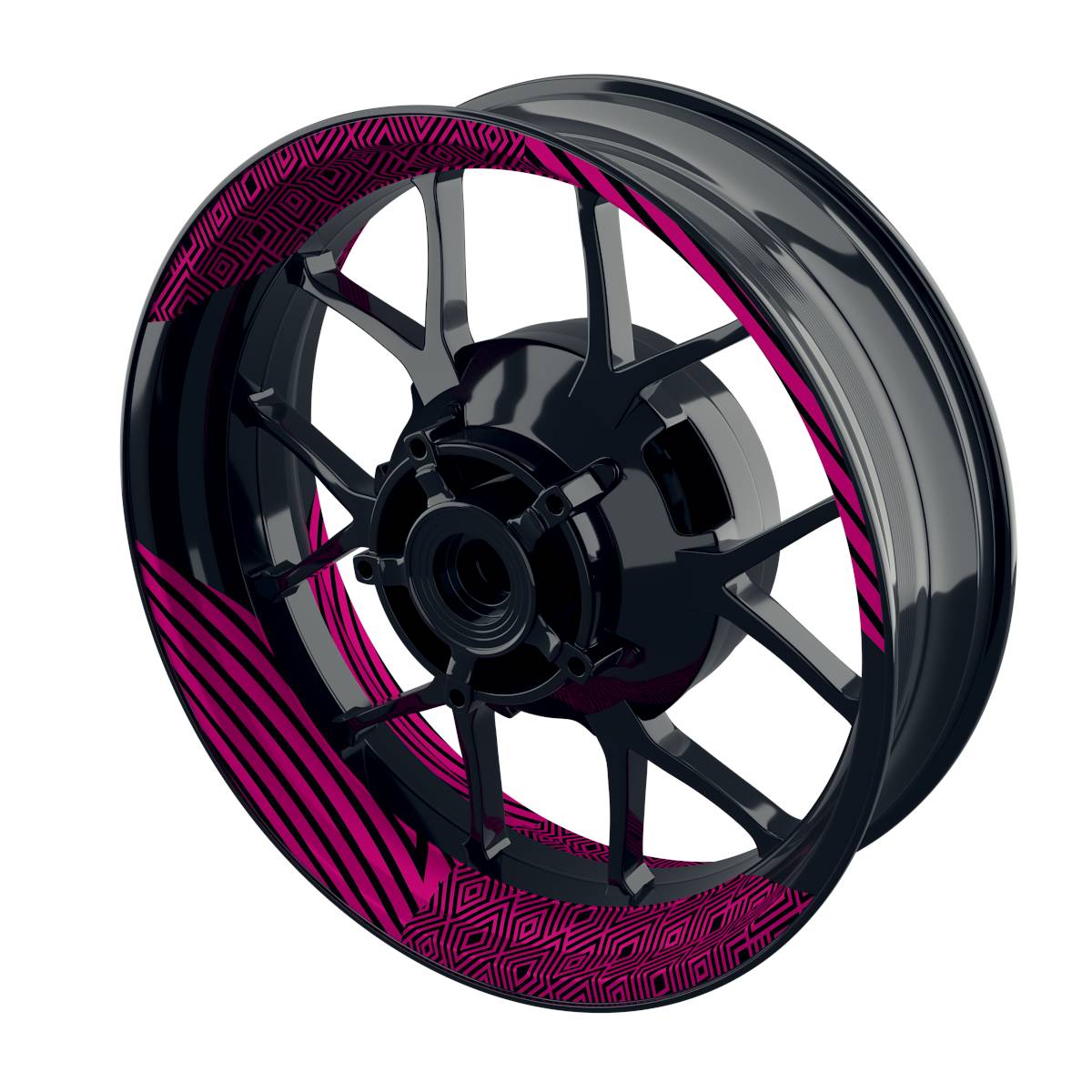 Felgenaufkleber Trouble schwarz Wheelsticker Premium geteilt pink