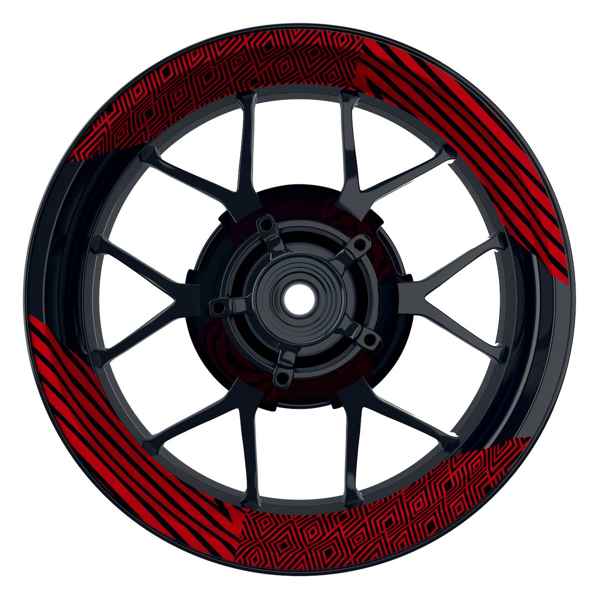 Felgenaufkleber Trouble schwarz Wheelsticker Premium geteilt rot