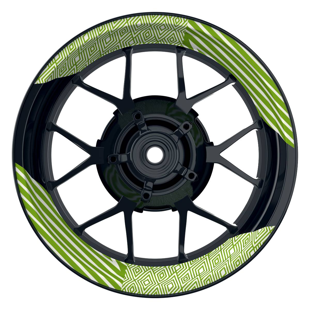 Felgenaufkleber Trouble weiss Wheelsticker Premium geteilt grün