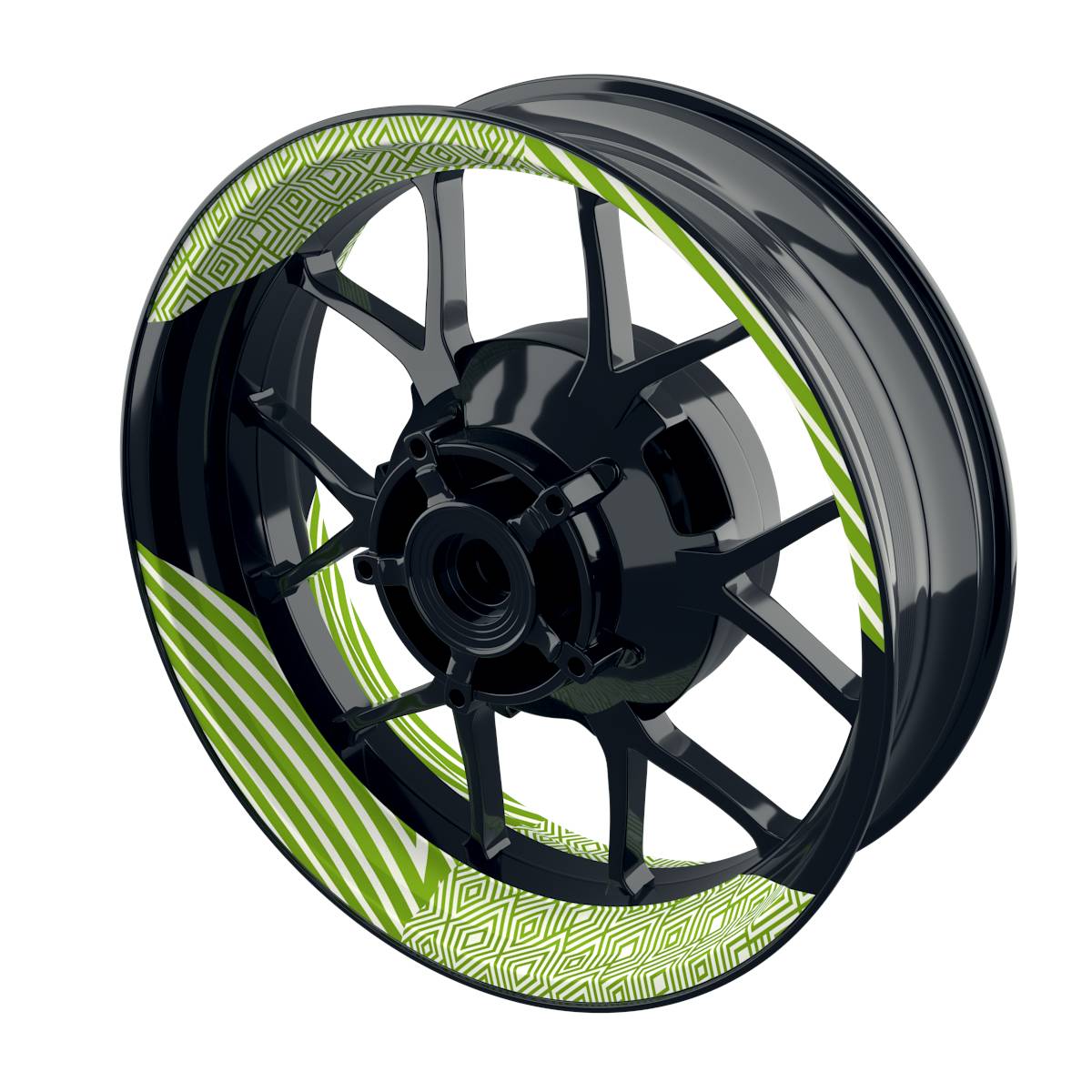 Felgenaufkleber Trouble weiss Wheelsticker Premium geteilt grün