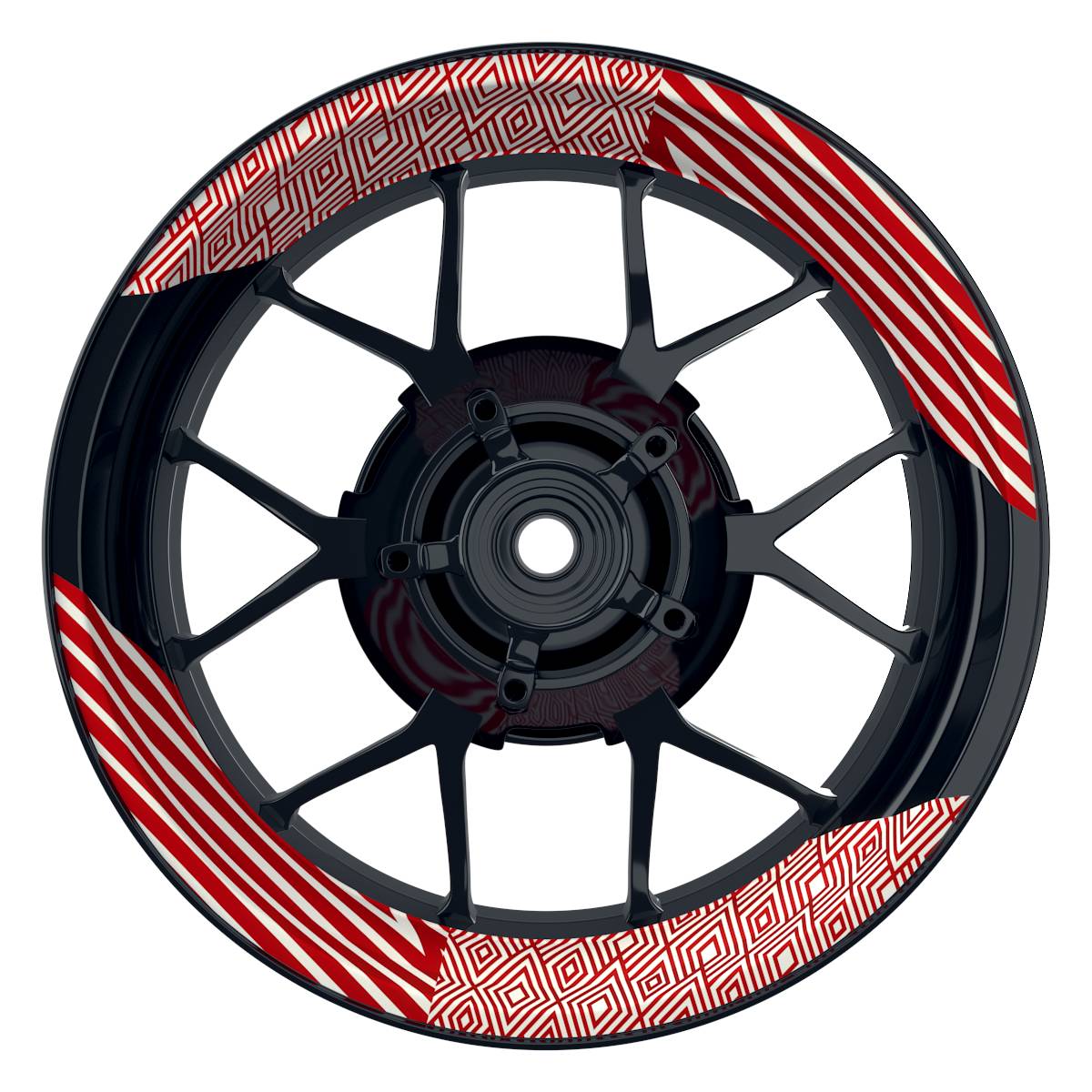 Felgenaufkleber Trouble weiss Wheelsticker Premium geteilt rot