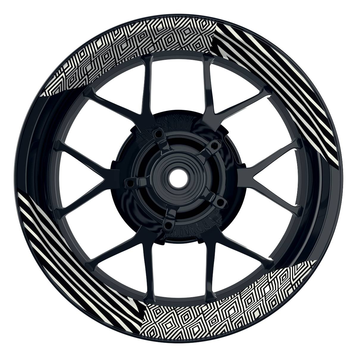 Felgenaufkleber Trouble weiss Wheelsticker Premium geteilt schwarz