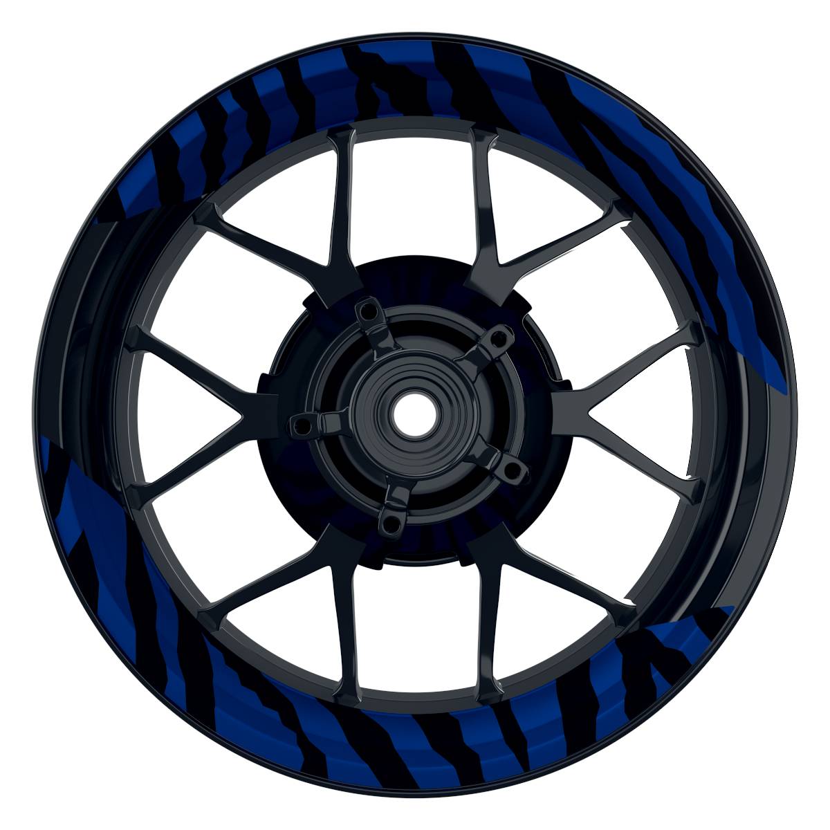 Felgenaufkleber ZEBRA schwarz Wheelsticker Premium geteilt blau