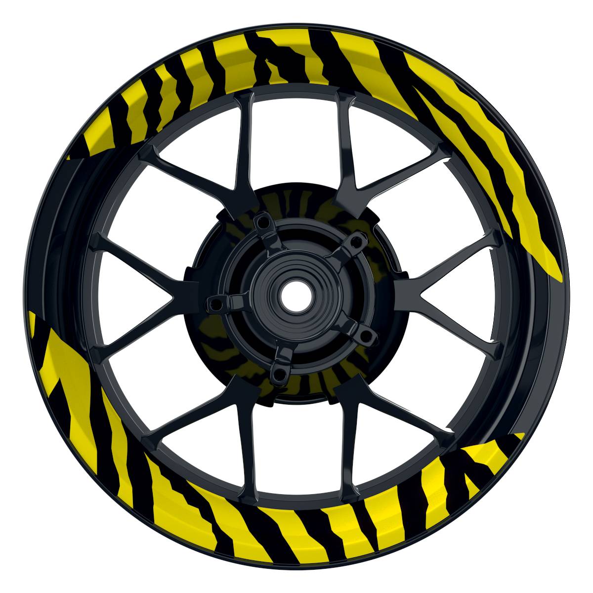Felgenaufkleber ZEBRA schwarz Wheelsticker Premium geteilt gelb