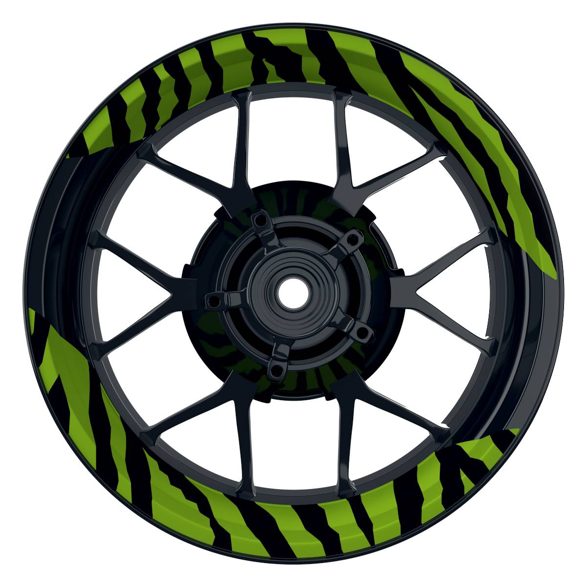 Felgenaufkleber ZEBRA schwarz Wheelsticker Premium geteilt grün