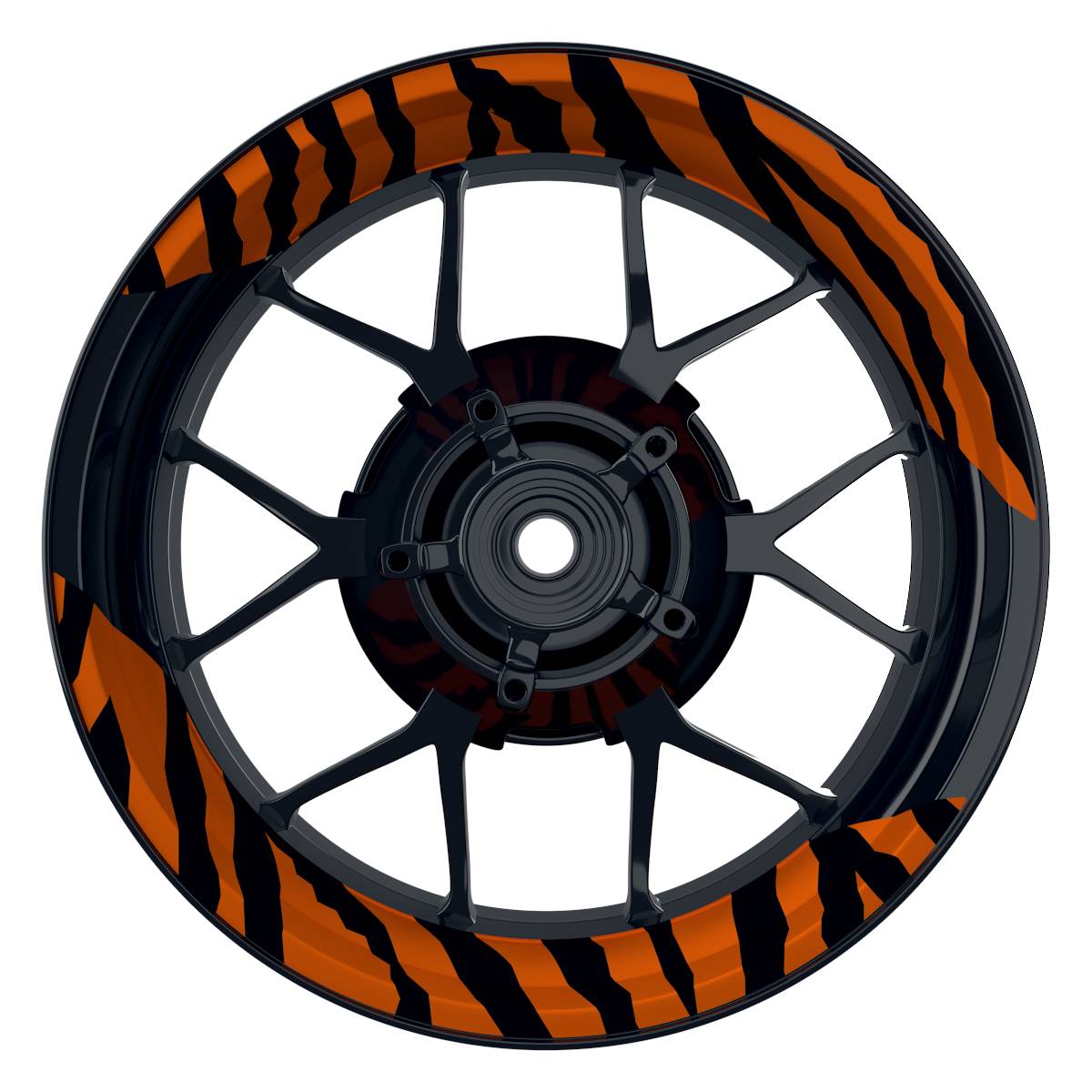 Felgenaufkleber ZEBRA schwarz Wheelsticker Premium geteilt orange