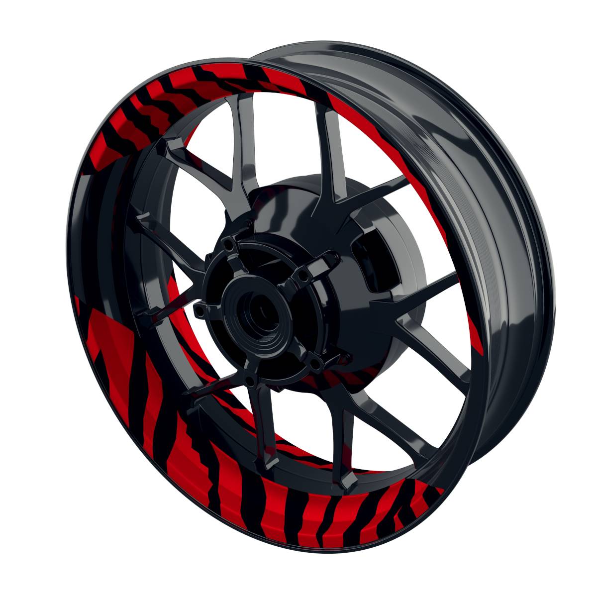 Felgenaufkleber ZEBRA schwarz Wheelsticker Premium geteilt rot