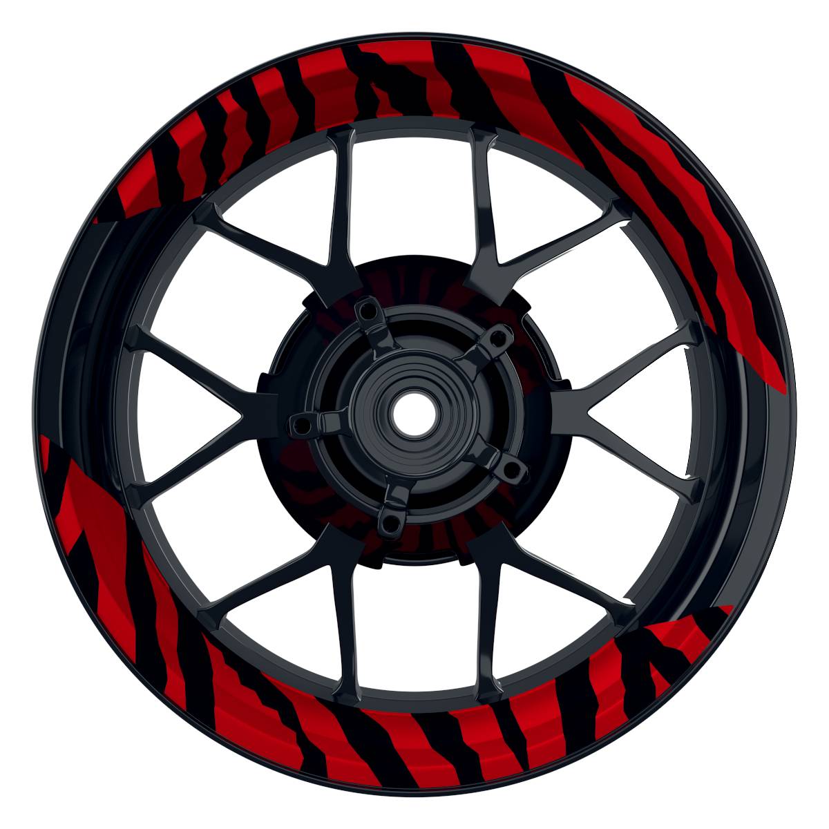 Felgenaufkleber ZEBRA schwarz Wheelsticker Premium geteilt rot