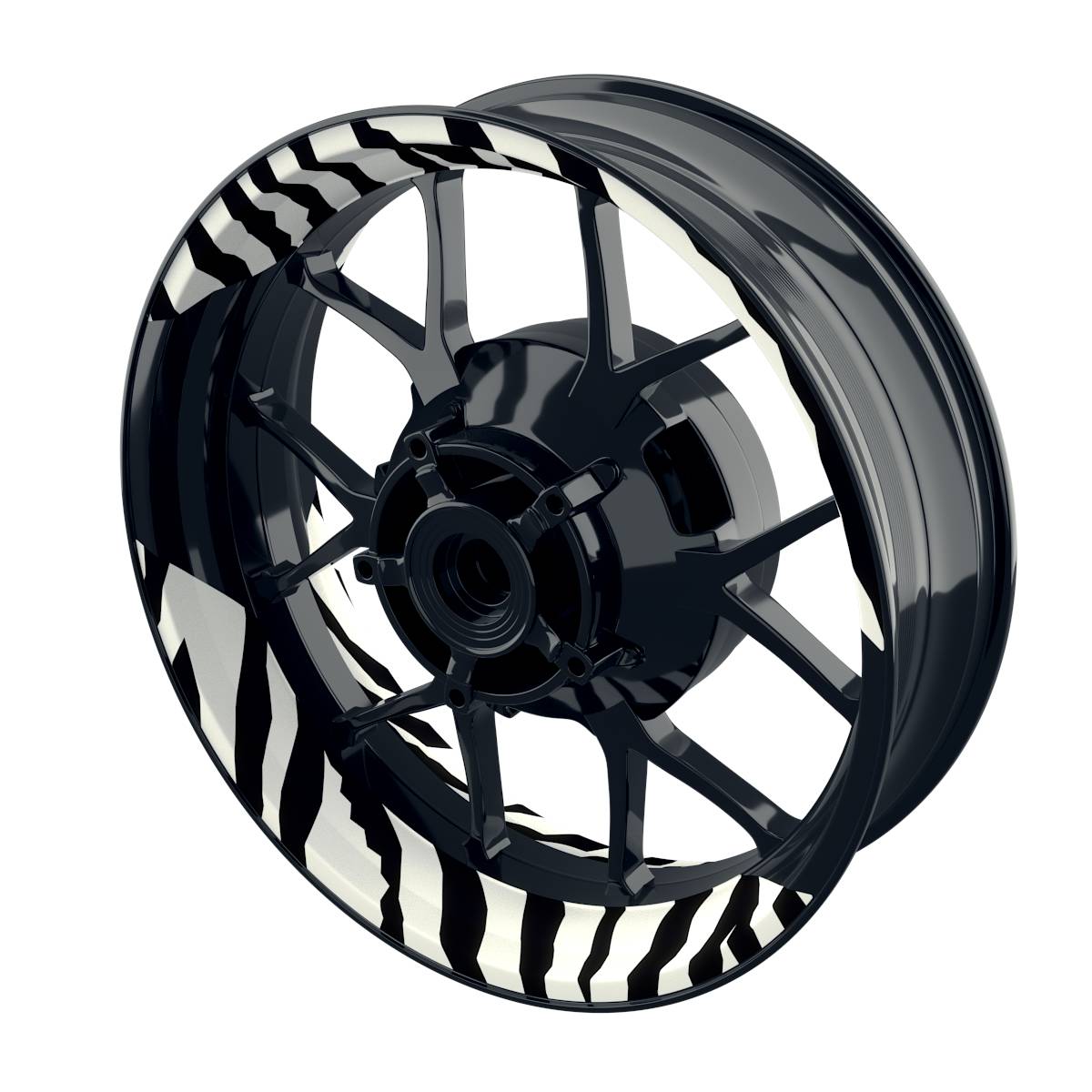 Felgenaufkleber ZEBRA schwarz Wheelsticker Premium geteilt weiss