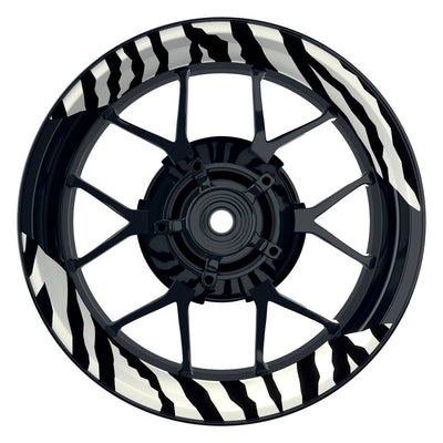 Felgenaufkleber ZEBRA schwarz Wheelsticker Premium geteilt weiss