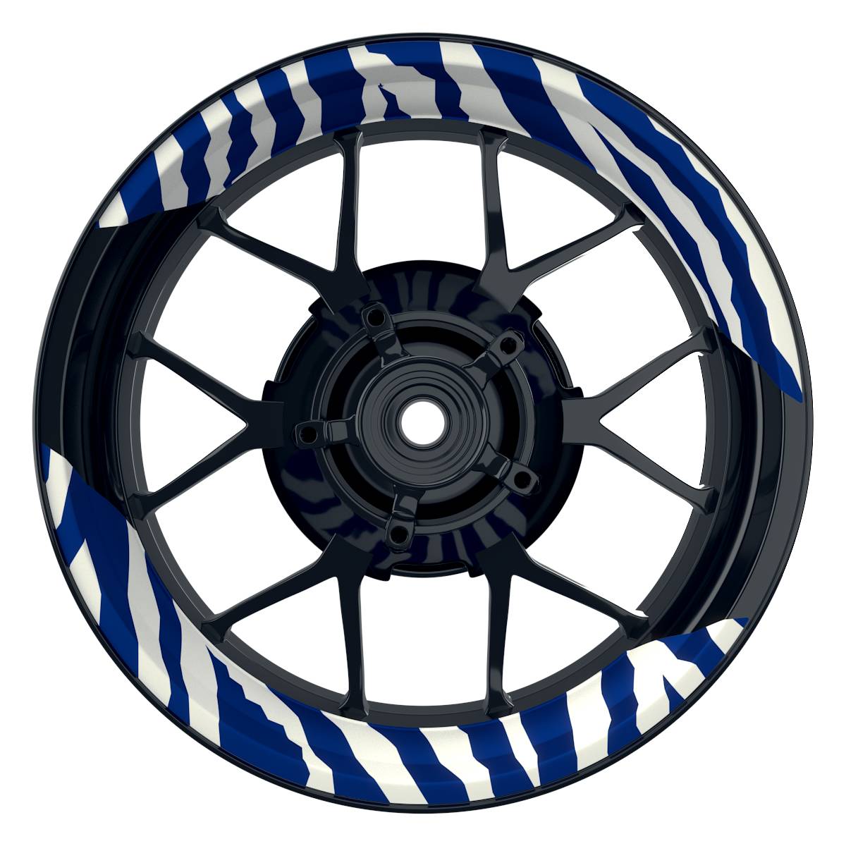 Felgenaufkleber ZEBRA weiss Wheelsticker Premium geteilt blau