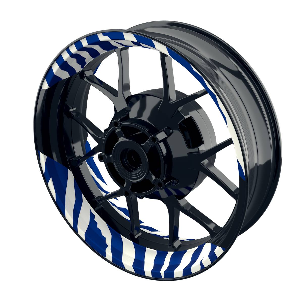 Felgenaufkleber ZEBRA weiss Wheelsticker Premium geteilt blau