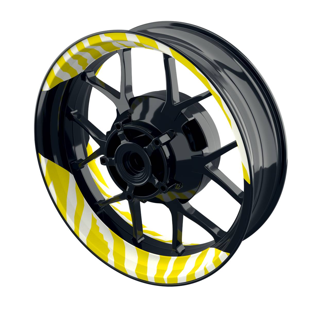 Felgenaufkleber ZEBRA weiss Wheelsticker Premium geteilt gelb