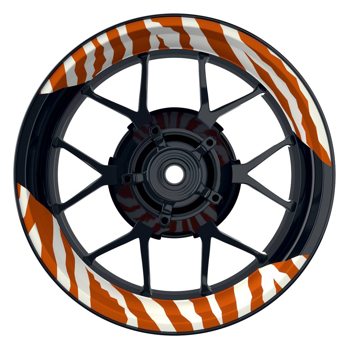 Felgenaufkleber ZEBRA weiss Wheelsticker Premium geteilt orange