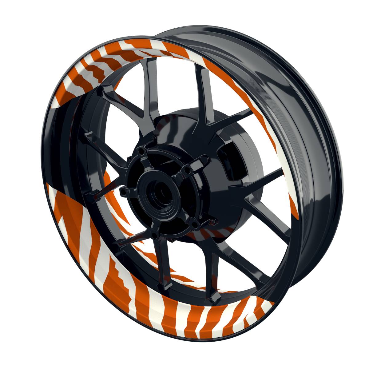 Felgenaufkleber ZEBRA weiss Wheelsticker Premium geteilt orange