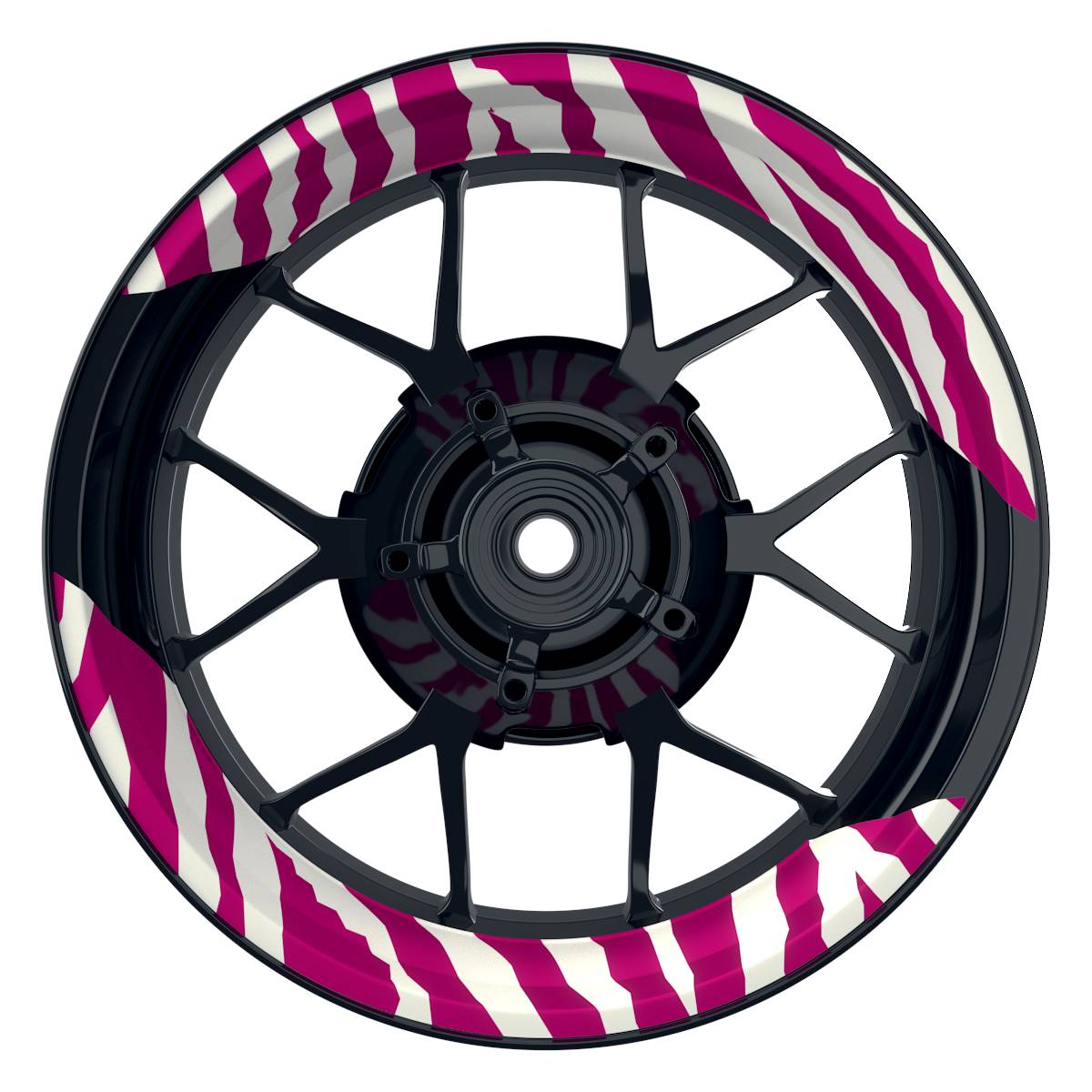 Felgenaufkleber ZEBRA weiss Wheelsticker Premium geteilt pink
