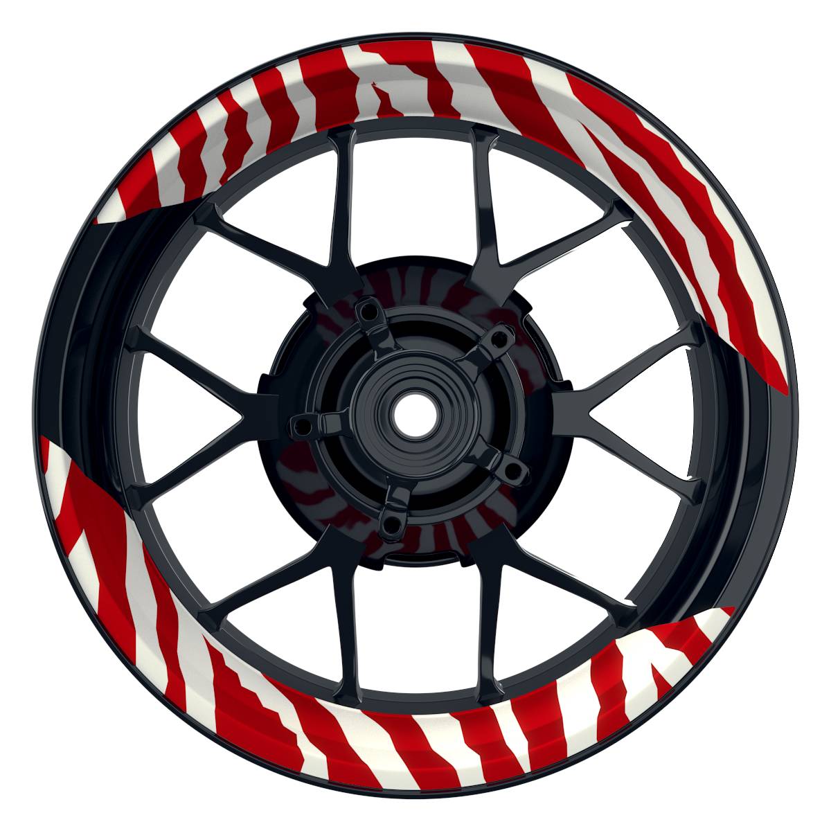Felgenaufkleber ZEBRA weiss Wheelsticker Premium geteilt rot